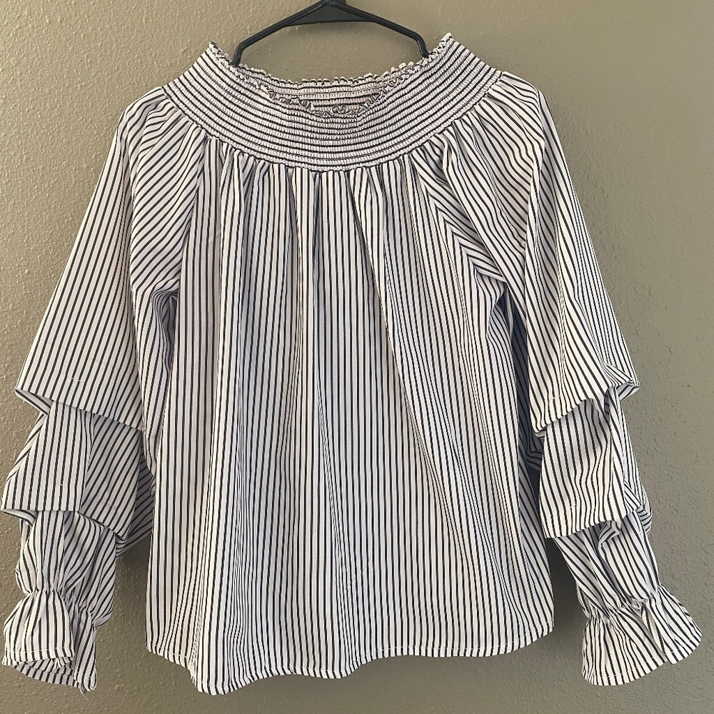 Off Shoulder Black & White Long Sleeve